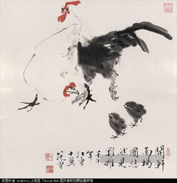 Fangzeng Fowls Peinture à l'huile